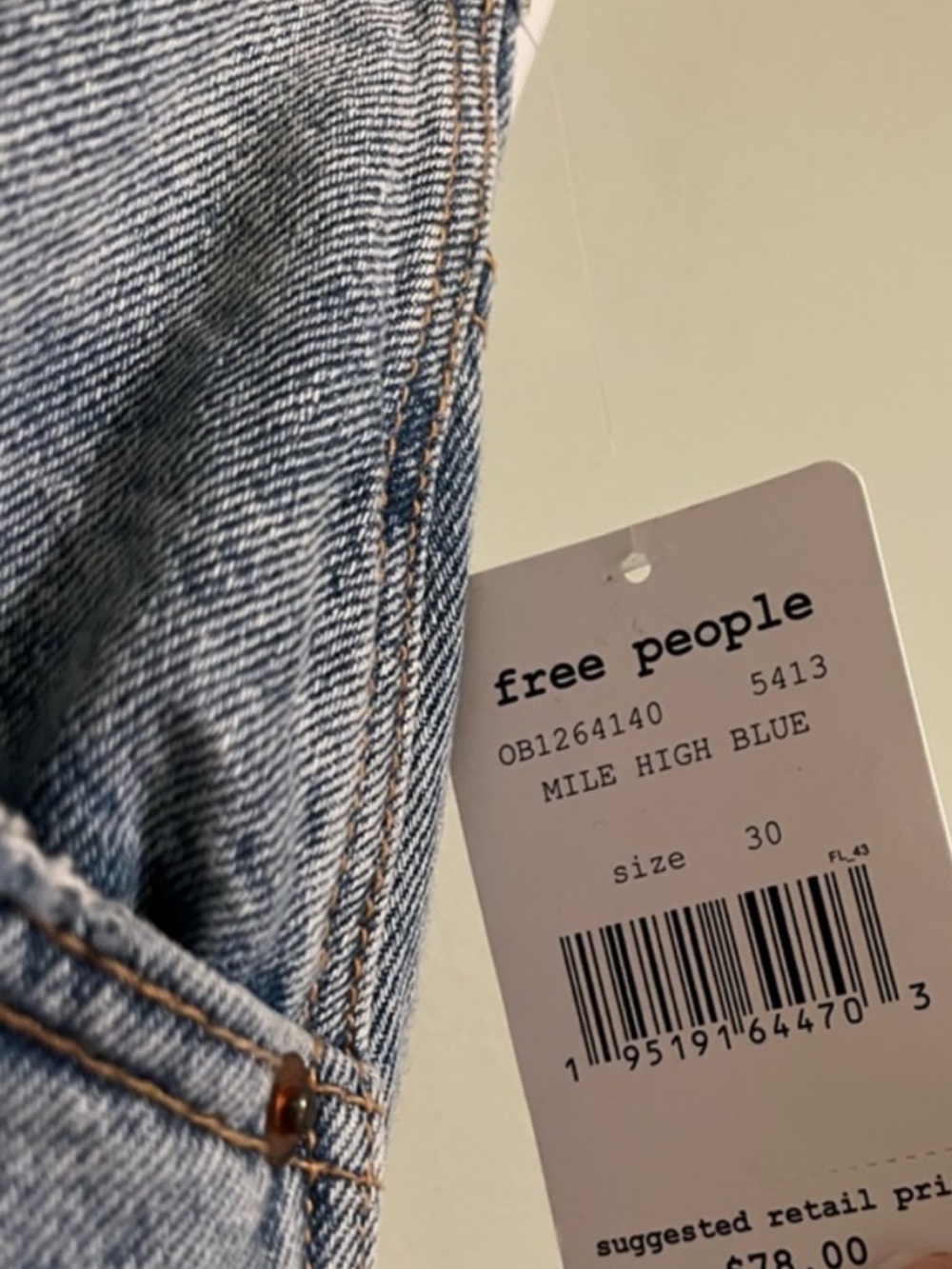 NWT Free People brea cut off mile high blue Jean Skirt size 30 - Picture 5 of 5